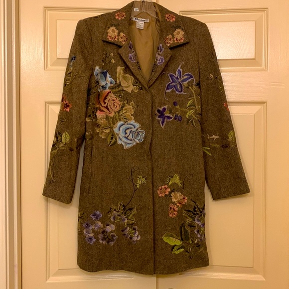 Peter Nygard Jackets & Blazers - 4.99 ship Stunning!!! PETER NYGARD Tweed Embroidered Floral Wool blend Jacket 6P